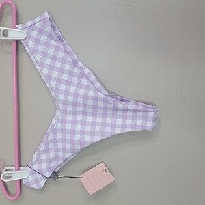 Skatie Lavender White Bikini Swimsuit Bottoms Size L  NWT